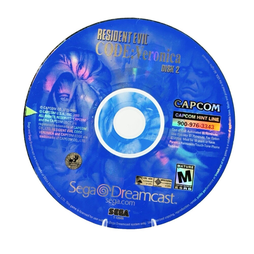 Resident Evil Code Veronica Sega Dreamcast Replacement Disc 2 Only Tested
